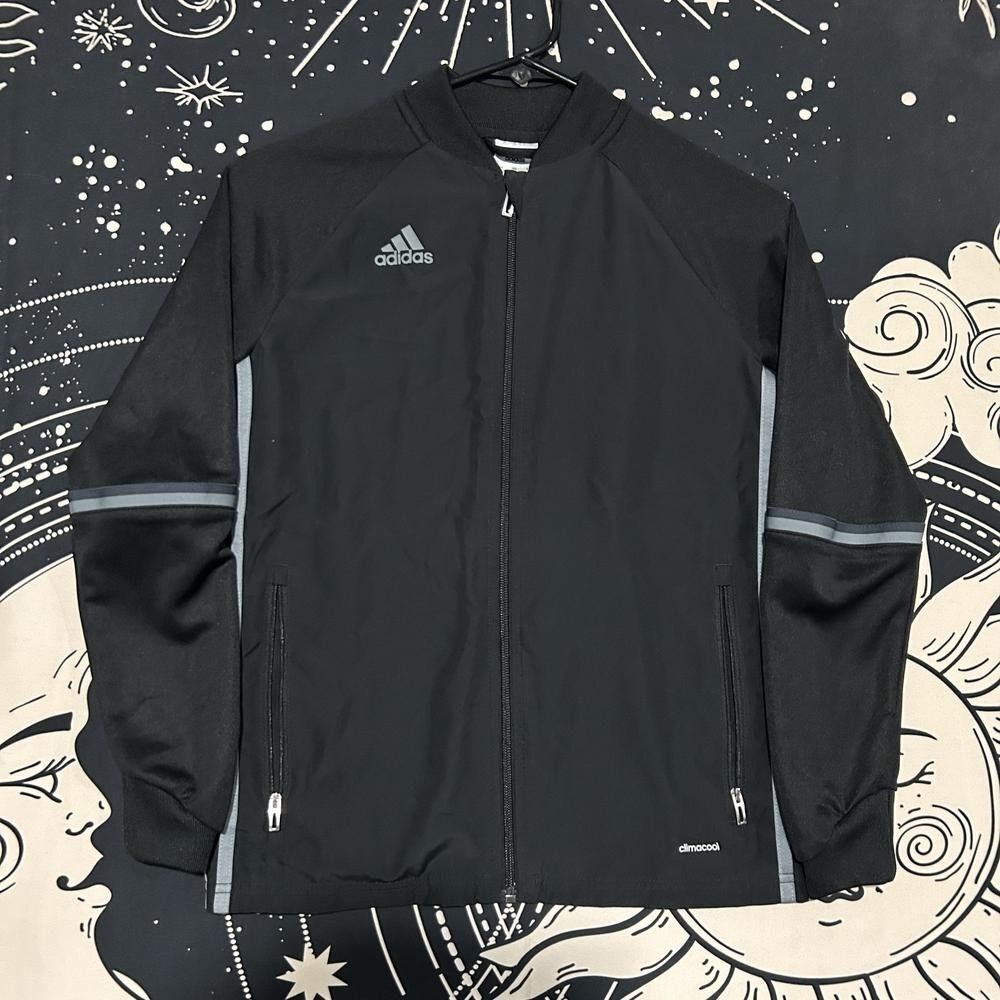Adidas Climacool Track Jacket Boy's M Black Polyester Performance Raglan Sleeve